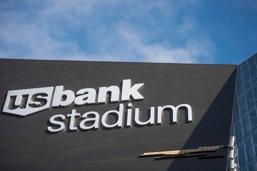 A day after strong winter winds raked the Twin Cities a number of panels were discovered to have fallen from the new US Bank Stadium on Tuesday, Dec. 27, 2016. Minneapolis, Minn. (Mark Vancleave/Star Tribune via AP)
