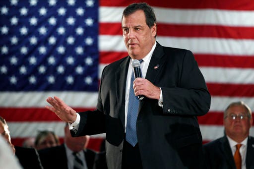 FILE - In this Oct. 18, 2016, file photo, New Jersey Gov. Chris Christie addresses a gathering at a public forum in New Providence, N.J. The two-term Republican governor had a rough year in 2016. He quit his presidential race after a disappointing finish in New Hampshire. In New Jersey, he has record-low approval ratings in recent polls and was rebuked by lawmakers when he sought key legislation to let him write a book while in office. He also saw two former members of his former inner circle convicted of felonies in the 2013 George Washington Bridge lane closure scandal. (AP Photo/Mel Evans, File)