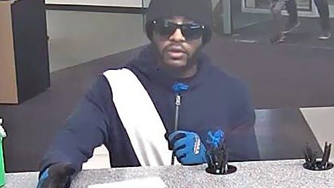 Security cameras took this photo of a man suspected of robbing a Royal Palm Beach bank at about 7:30 p.m. Dec. 23, the Palm Beach County Sheriff’s Office says. (Photo courtesy of the Palm Beach County Sheriff’s Office.)