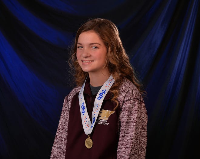 Woodruff eighth grader Maggie Rhodes, the 3A individual state champion, has been named the Herald-Journal/GoUpstate Girls Cross Country Runner of the Year. TIM KIMZEY/Spartanburg Herald-Journal.