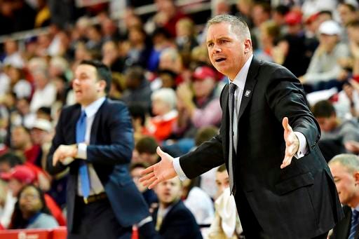Butler head coach Chris Holtmann reacts from the sideline against the St. John's during an NCAA college basketball game in New York, Thursday, Dec. 29, 2016. (Steven Ryan/Newsday via AP)