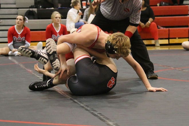 Peyton Braunschweig won his match against Andrew Flora with a last second reversal.