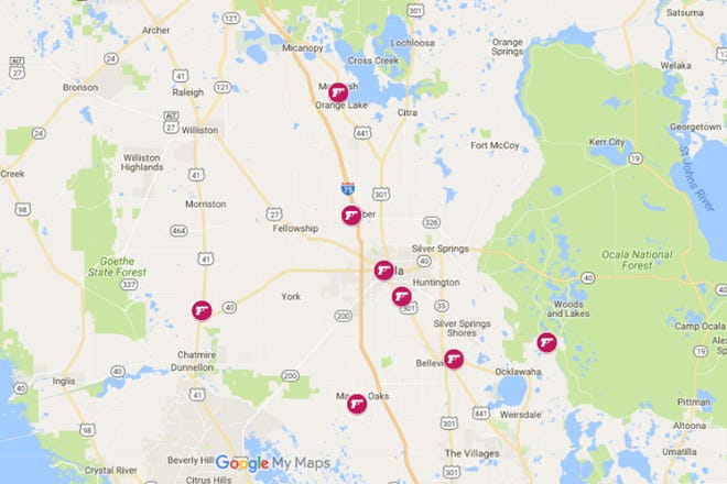The interactive map below has information on several recent robberies at Dollar General stores in Marion County. (Based on Google Map)