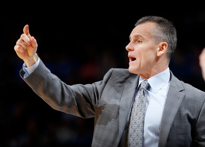 Oklahoma City coach Billy Donovan shouts instructions during an NBA basketball game between the Oklahoma City Thunder and the Denver Nuggets at Chesapeake Energy Arena in Oklahoma City, Saturday, Jan. 7, 2017. Photo by Bryan Terry, The Oklahoman