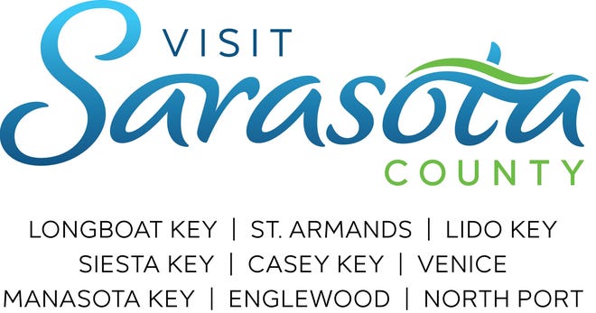 Every aspect of the new logo was carefully chosen. Its blue-and-green color palette represents the area's vast water attractions and natural settings. COURTESY VISIT SARASOTA COUNTY