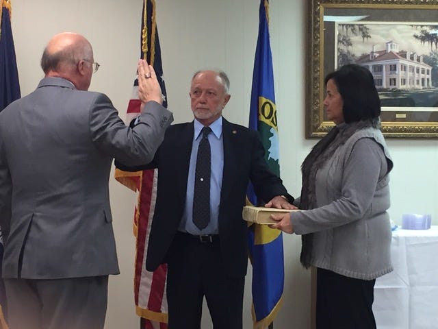 Grosse Tete Mayor Michale Chauffe was sworn in to his fourth term of service.