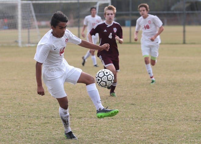 Bay freshman Sammy Sanchez is second in scoring for boys soccer with 9 goals and 12 assists. HEATHER HOWARD/THE NEWS HERALD