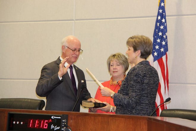 Ascension Parish M.J. "Mert" Smiley was sworn into office for a second term on Jan. 4. Staff photo by Brandie .