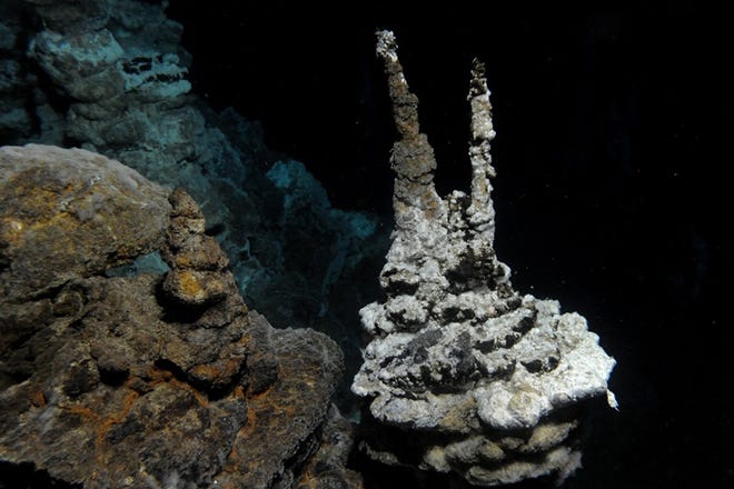 Image of a hydrothermal vent field along the Arctic Mid-Ocean Ridge, close to where 'Loki,' a member of the Asgard group, was found in marine sediments. Photo courtesy of Centre for Geobiology at University of Bergen, Norway by R.B. Pedersen.