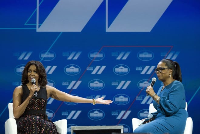 First lady Michelle Obama and Oprah Winfrey