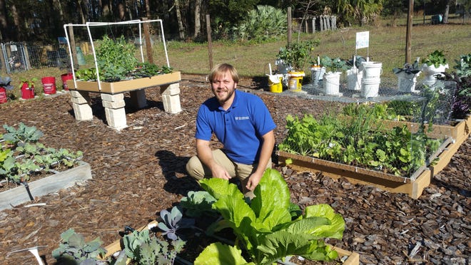 The new agricultural agent, Dr. Kevin Korus, in the UF/IFAS Extension Alachua County demonstration garden. (Photo by Denise DeBusk)