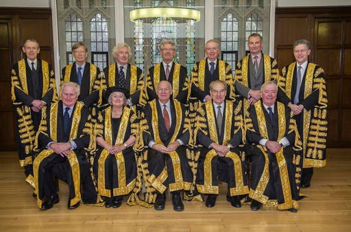 The justices of the Supreme Court of the UK. Britain's government must get parliamentary approval before starting the process of leaving the European Union, the Supreme Court ruled Tuesday, potentially delaying Prime Minister Theresa May's plans to trigger negotiations by the end of March.