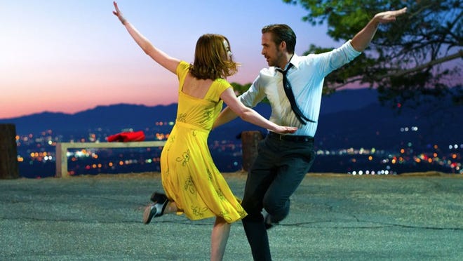 Emma Stone and Ryan Gosling star in “La La Land,” which was nominated for a record-tying 14 Oscars. Contributed by Dale Robinette/Lionsgate