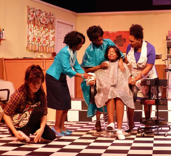 "Steel Magnolias," with a cast that includes, from left, Nicole Worley, L'Tanya Van Hamersveld, Cristina Palacio, Amanda Edwards (seated) and Kandyce Goggins, continues through Feb. 5 at the Gainesville Community Playhouse. (Submitted photo)