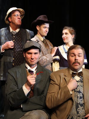 "Baskerville: A Sherlock Holmes Mystery" cast memebers: from left, front row: Connor McClellan and Scott Douglas Wilson; back row: Ralph Scott, Ben Tracy and Abigail Worden