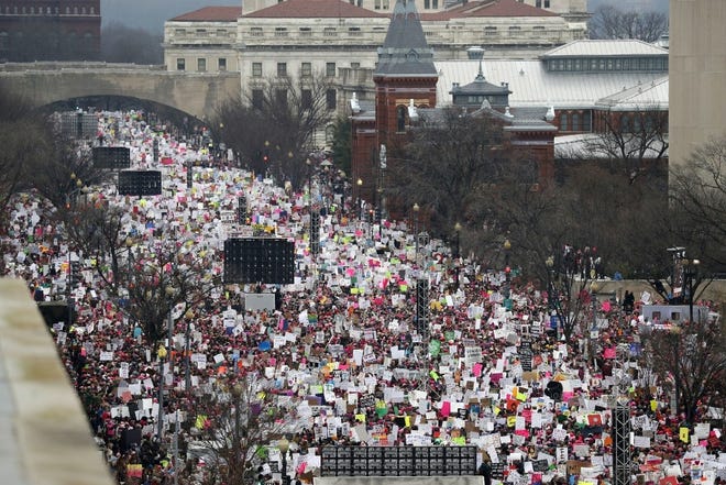 A crowd fills Independence Avenue during the Women's March on Washington on Jan. 21. (AP Photo/Alex Brandon)