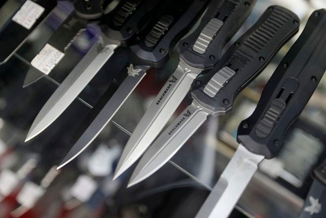 A bipartisan bill in Colorado would remove switchblades and gravity knives from a list of outlawed weapons that includes blackjacks, metallic knuckles and gas guns. (AP Photo/John Locher)