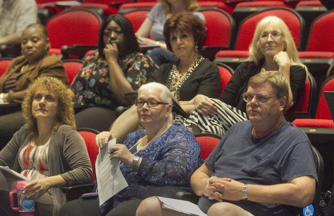 FILE PHOTO: Members of the audience including Polk County School Board Member Hazel Sellers, top right, listen to panel members speak during The Ledger Media Group's Forum on Standardized Testing at the Polk State Center for Public Safety in Winter Haven on March 28, 2016