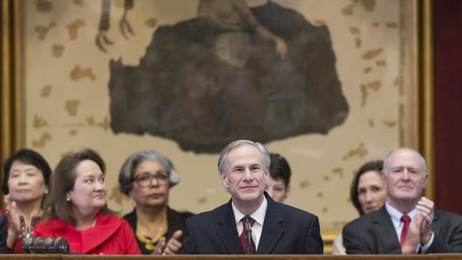 Gov. Greg Abbott delivers his State of the State speech during the in the 85th meeting of the Texas Legislature in the House Chamber at the Texas State Capitol on Tuesday, Jan. 31, 2017. RICARDO B. BRAZZIELL/AMERICAN-STATESMAN