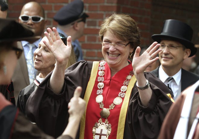 Brown President Christina Paxson at the university's 248th commencement in May 2016.