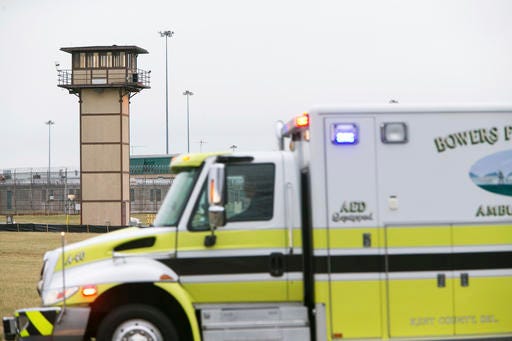 More ambulances arrive on scene as all Delaware prisons went on lockdown Wednesday, Feb. 1, 2017, due to a hostage situation.