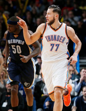 Former Oklahoma City Thunder center Joffrey Lauvergne had a player option for $1.6 million next season with San Antonio, but he declined it before Friday’s deadline to play in Turkey. [PHOTO BY NATE BILLINGS, THE OKLAHOMAN]
