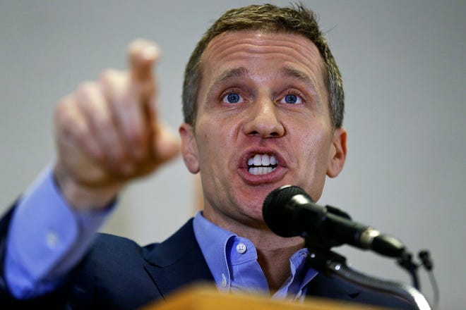 Missouri governor Eric Greitens delivers an outline of the his state budget for fiscal year 2018 during an address at Nixa's Early Childhood Center in Nixa, Mo., Thursday, Feb. 2, 2017. (Guillermo Hernandez Martinez /The Springfield News-Leader via AP)