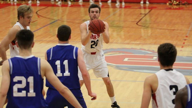 North Oconee’s Matthew Quint takes a 3-pointer against Oconee County (photo by Matthew Caldwell)