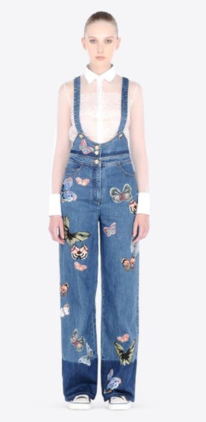 Valentino sets butterflies free on its collection of decorated denim. (www.valentino.com)