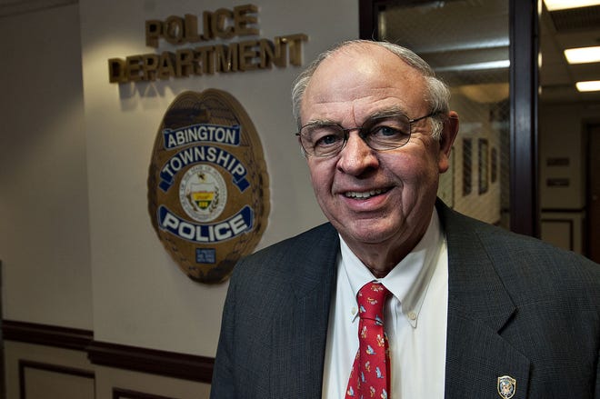 John Livingood stands in the Abington police station. Livingood, a 44-year Abington police veteran, will replace longtime police Chief William Kelly. Livingood will be sworn in Thursday.