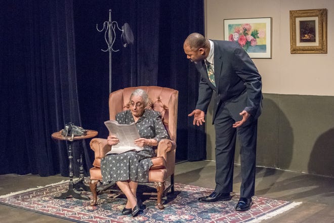 Karen McPherson, left, plays Daisy Werthan and Rob Langhorn is her driver Hoke Coleburn in "Driving Miss Daisy" at the Academy Playhouse in Orleans. MICHAEL AND SUZ KARCHMER