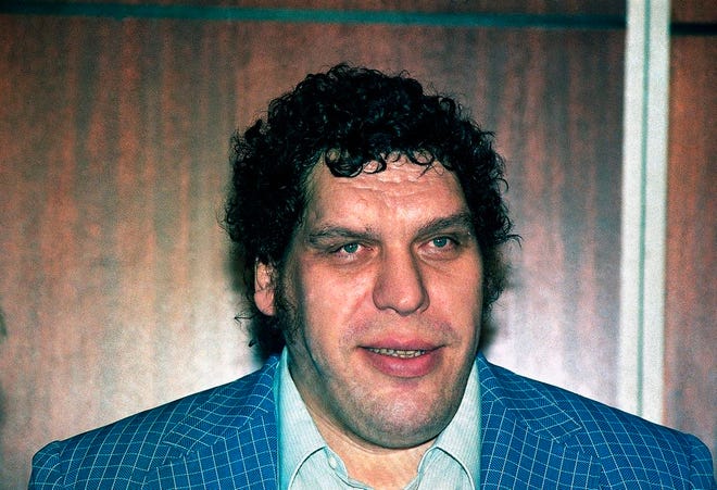 This is a 1988 photo showing professional wrestler Andre the Giant. HBO Sports, and the Bill Simmons Media Group will produce "Andre The Giant," a documentary film examining the life and career of one of wrestling's biggest stars. The film will explore Andre's upbringing in France, his celebrated career in WWE and his forays in the entertainment world. (AP Photo/Richard Drew, File)