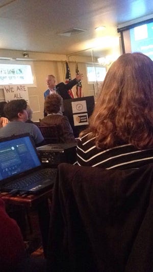 Pennsylvania State Rep. Perry Warren speaks during the Newtown Democrats: Call to Action meeting Sunday. "While I have felt pride in politicians and elected officials before, I had never felt this pride so personally until that moment," Elizabeth writes.