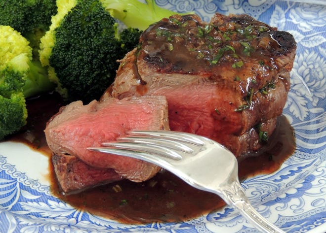 Pan-Broiled Beef Filet Steak with Bourbon Déglacé. (Photo by Damon Lee Fowler/For Savannah Morning News)