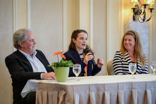 Joe Barbetta, Jenny Sichel and Mereditch Scerba introduced Lakewood Ranch business groups Wednesday to the 2017 World Rowing Championships scheduled for September at Nathan Benderson Park. 







[Herald-Tribune staff photo / Rachel S. O'Hara]