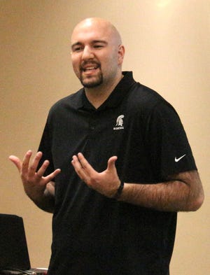 Former MSU basketball player and anti-bullying advocate/motivational speaker Anthony Ianni spoke at the Ionia County Intermediate School to members of the Youth Advisory Council on Thursday. [Connor Ryan / Ionia Sentinel-Standard]