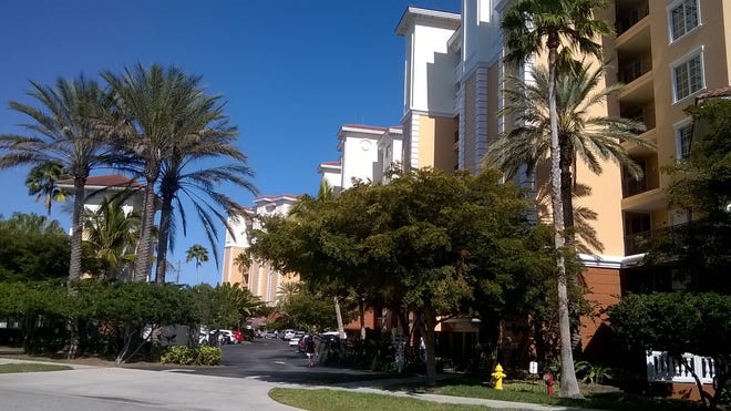 The Waterfront Towers in Venice where a woman reportedly died in a fall from the eighth-floor on Thursday morning. [COURTESY OF SNN-TV / KRYSTAL KNOWLES]