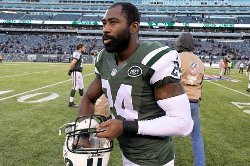In this Sunday, Jan. 1, 2017, photo, New York Jets cornerback Darrelle Revis walks on the field after an NFL football game against the Buffalo Bills in East Rutherford, N.J. Revis faces five pending charges, including two counts of aggravated assault, after allegedly being involved in a fight with two men on Sunday, Feb. 12. (AP Photo/Bill Kostroun)
