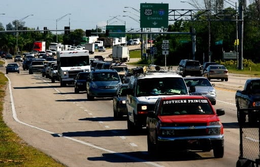 Traffic backs up in Manatee County during a 2008 highway reconstruction project. HERALD-TRIBUNE ARCHIVES
