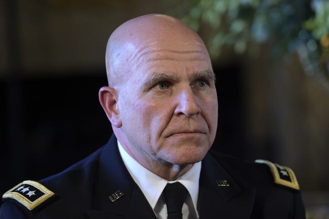 Army Lt. Gen. H.R. McMaster listens as President Donald Trump makes the announcement at Trump's Mar-a-Lago estate in Palm Beach, Fla., Monday, Feb. 20, 2017, that McMaster will be the new national security adviser. THE ASSOCIATED PRESS