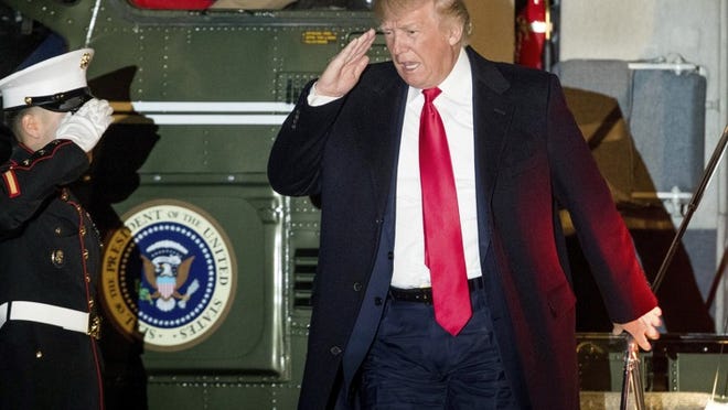 President Donald Trump arrives at the White House on Monday. Trump returned from Palm Beach, Fla., after spending three weekends in a row at his Mara-a-Lago estate. (AP Photo/Andrew Harnik)