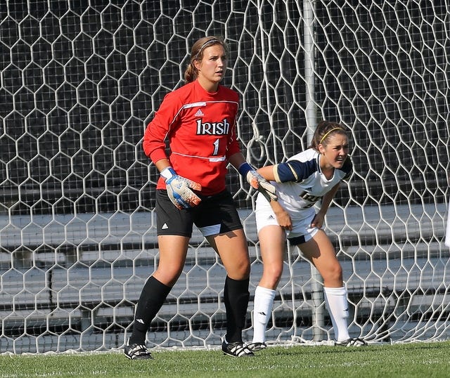 Sarah Voigt, a former goalkeeper for the University of Notre Dame and member of US National Team player pools, will coach Gaston United as a U16 girls coach and goalkeeper trainer. [Photo courtesy Joseph Jasper]