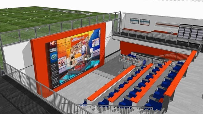 A rendition of the interior of the planned University of Florida football facility, scheduled for completion in 2019. (Provided by HOK).