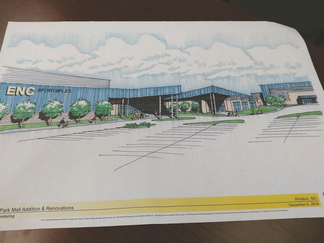 An artist's rendering provides an idea of what the ENC Sportsplex at the redesigned Vernon Park Mall would look like.