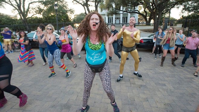 Protesters dance at the “Queer Dance Freakout” event in response to the Texas bathroom bill in front of the Governor’s Mansion on Thursday evening. (Erika Rich / For American-Statesman)