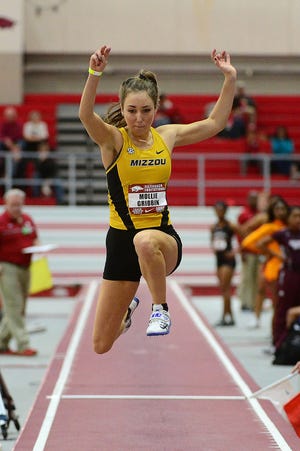 Missouri triple jumper Mollie Gribbin competed for Dartmouth and Nebraska before finally landing with the Tigers. Gribbin will participate in the SEC Indoor Championships on Saturday.