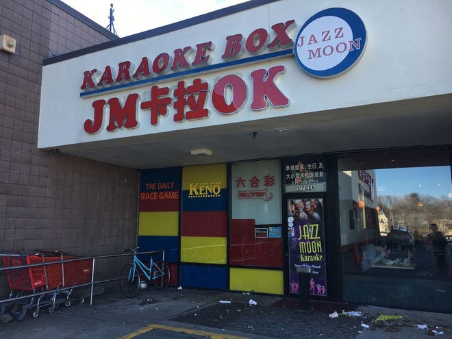 A woman was sent to a Boston hospital on Sunday morning after being stabbed at this karaoke bar in Quincy's Kam Man Plaza.