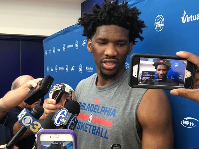 (File) Joel Embiid appeared in 31 games during his rookie season.