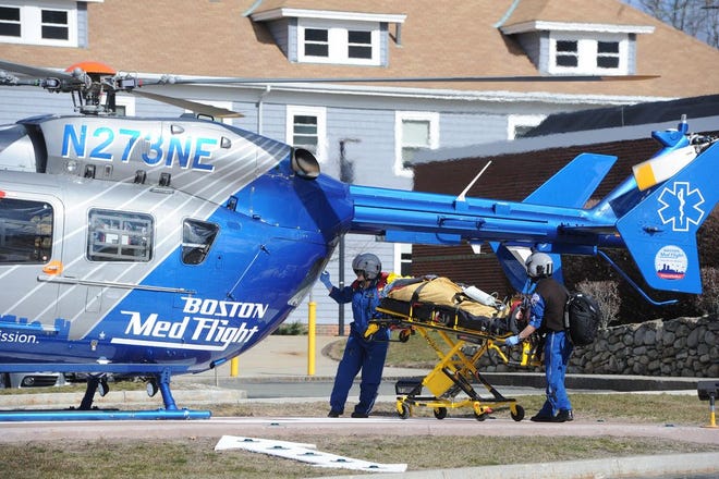 Pedestrian accident Main and Union streets a female was flown by a medical helicopter to Boston on Sunday, Feb. 26, 2017 from Signature Healthcare Brockton Hospital.