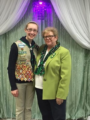 Jane Christyson, CEO of Girl Scouts in North East Ohio (right), and top sales representative Olivia Johnson.